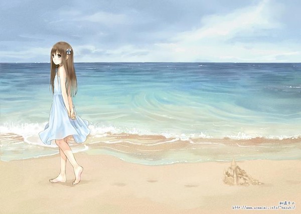 fille manga a la plage